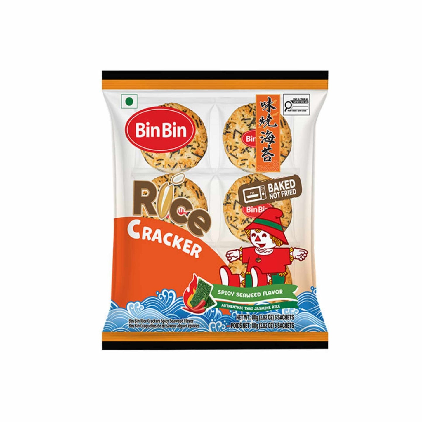 BINBIN RICE CRACKER-Spicy seaweed flavour 80g