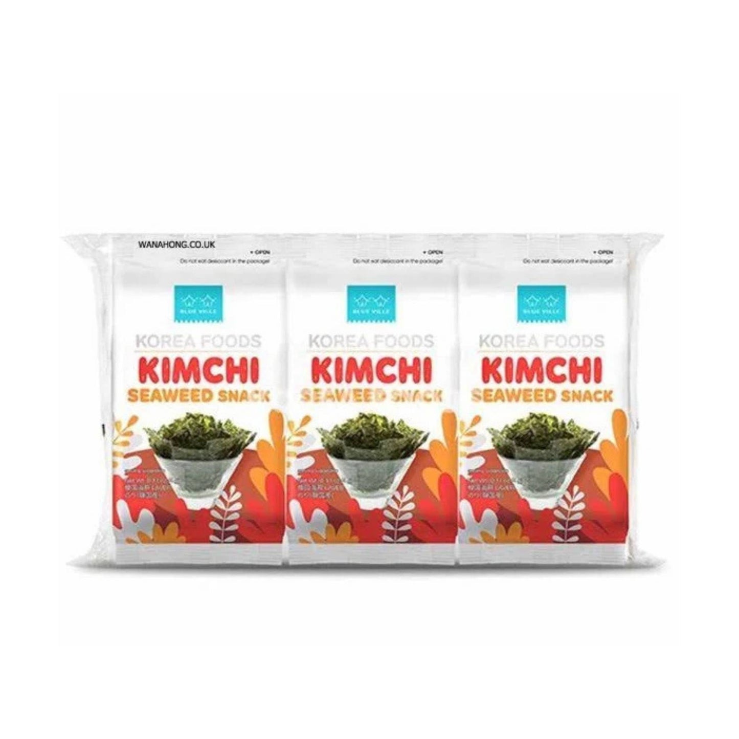 Blueville Seaweed Snack Kimchi Flavour (4g x 3)