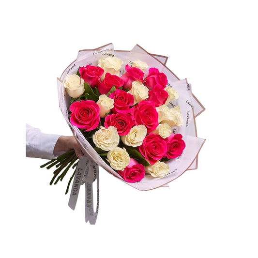 Dual Harmony: Pink & White Rose Pan-Asian Treat Box