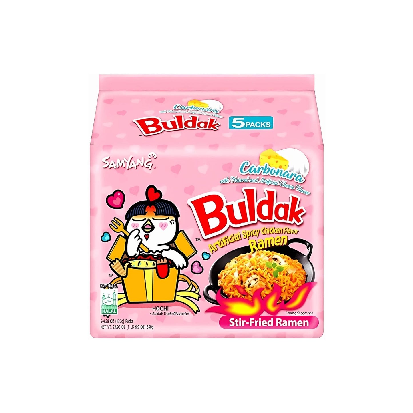 Samyang Buldak Hot Chicken Ramen Carbonara Flavour Korea- 130g (Pack of 5)