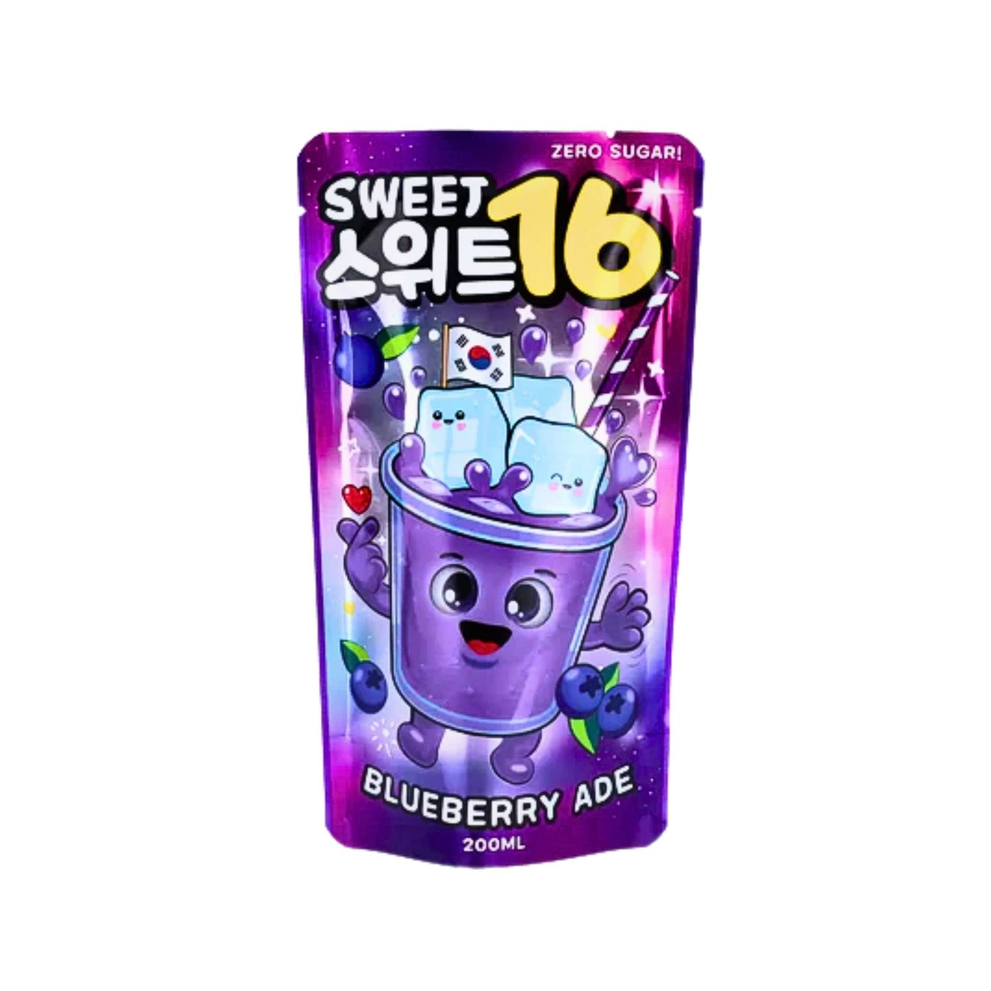 Sweet16 Ade Blueberry Zero Sugar Flavour Korean 200ml
